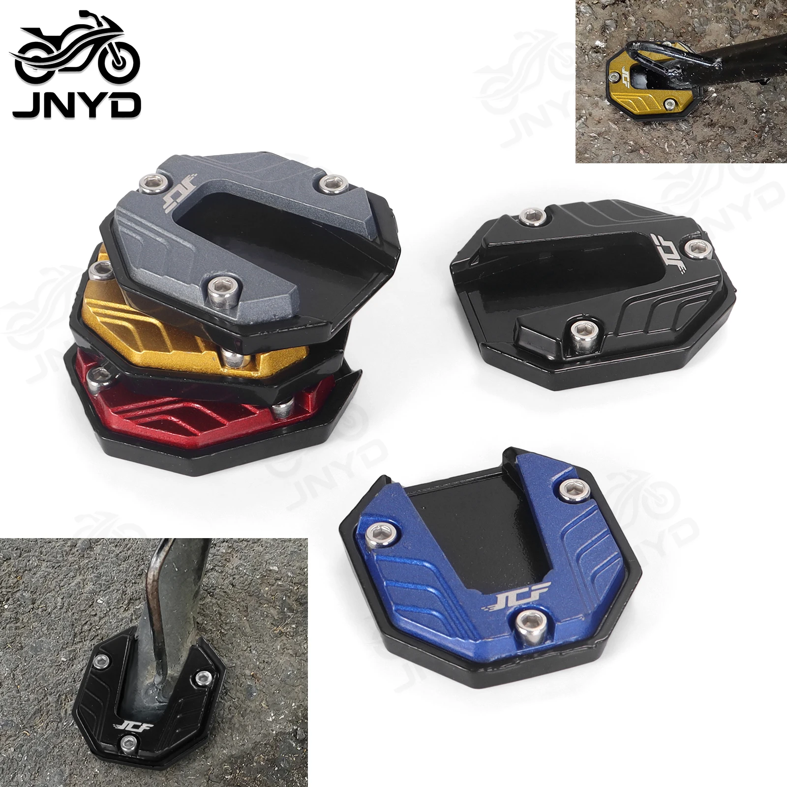 JNYD Motorcycle Bikes Kickstand Extender Foot Side Stand Extension Foot Pad Support Plate Motorcycle Accessories