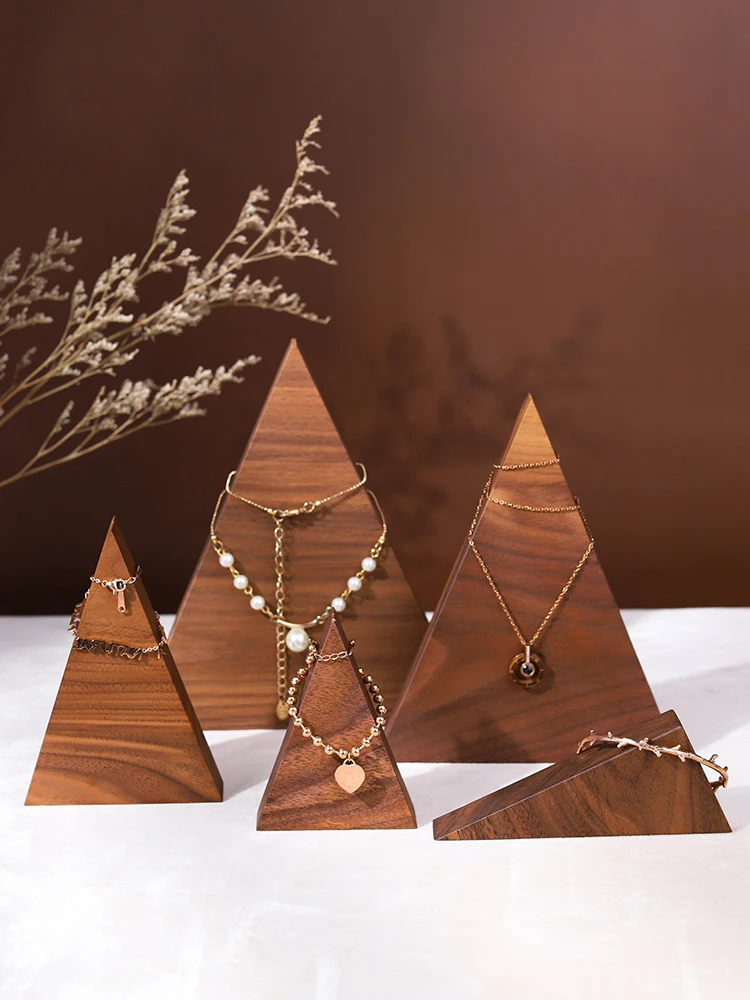 Minimalist Jewelry Display Stand, Walnut Triangle Bracelet Display, Props Store, New