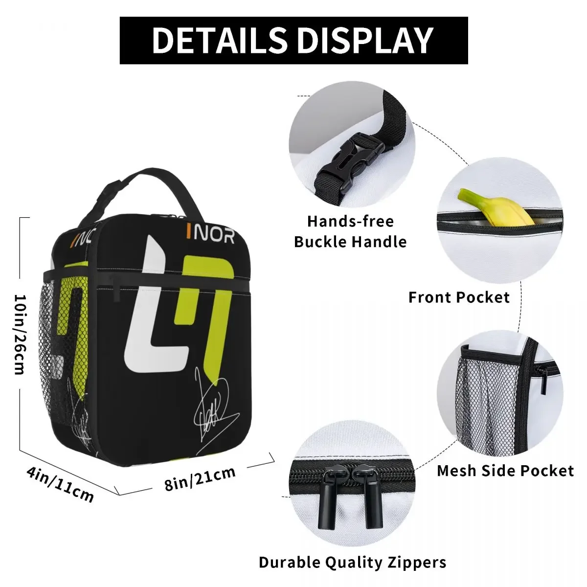 Lando Norris Racing Driver Motorsport Thermal Insulated Lunch Bag for Reusable Food Bags Men Women Thermal Cooler Lunch Boxes