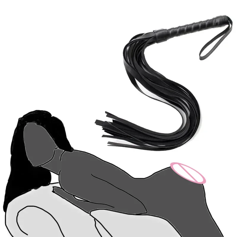 Faux Leather Pimp Whip Racing Riding Crop Party Flogger Queen Black Horse Riding Whip New image 2