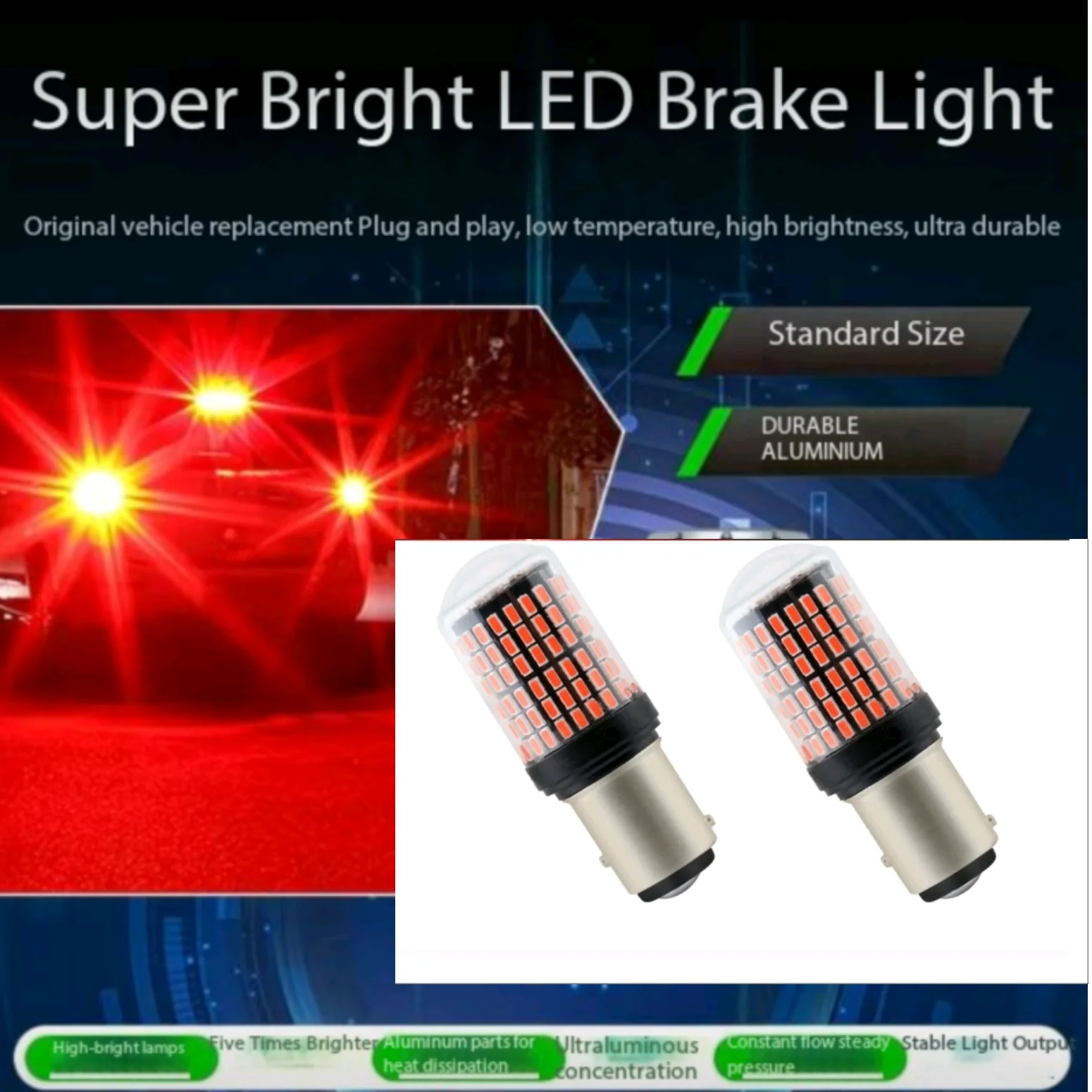 2025 update Red P21W 1016 94 BAY15D 1157 7528 LED 3014 144SMD Car Brake Light Bulbs 12V