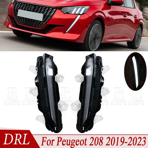 Imagen 1 del producto Para Peugeot 208 2019 2020 2021 2022 2023 luz LED de circulación diurna parachoques delantero de coche luz diurna DRL 9824241280 9824241480