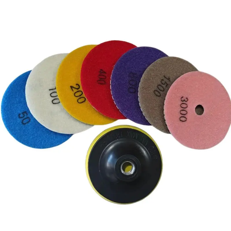 8-teiliges 4-Zoll-100-mm-Diamant-Polierpad-Set Nass/Trocken für Granit, Stein, Beton, Marmor Polier- und Schleifscheiben-Set – Detail 7