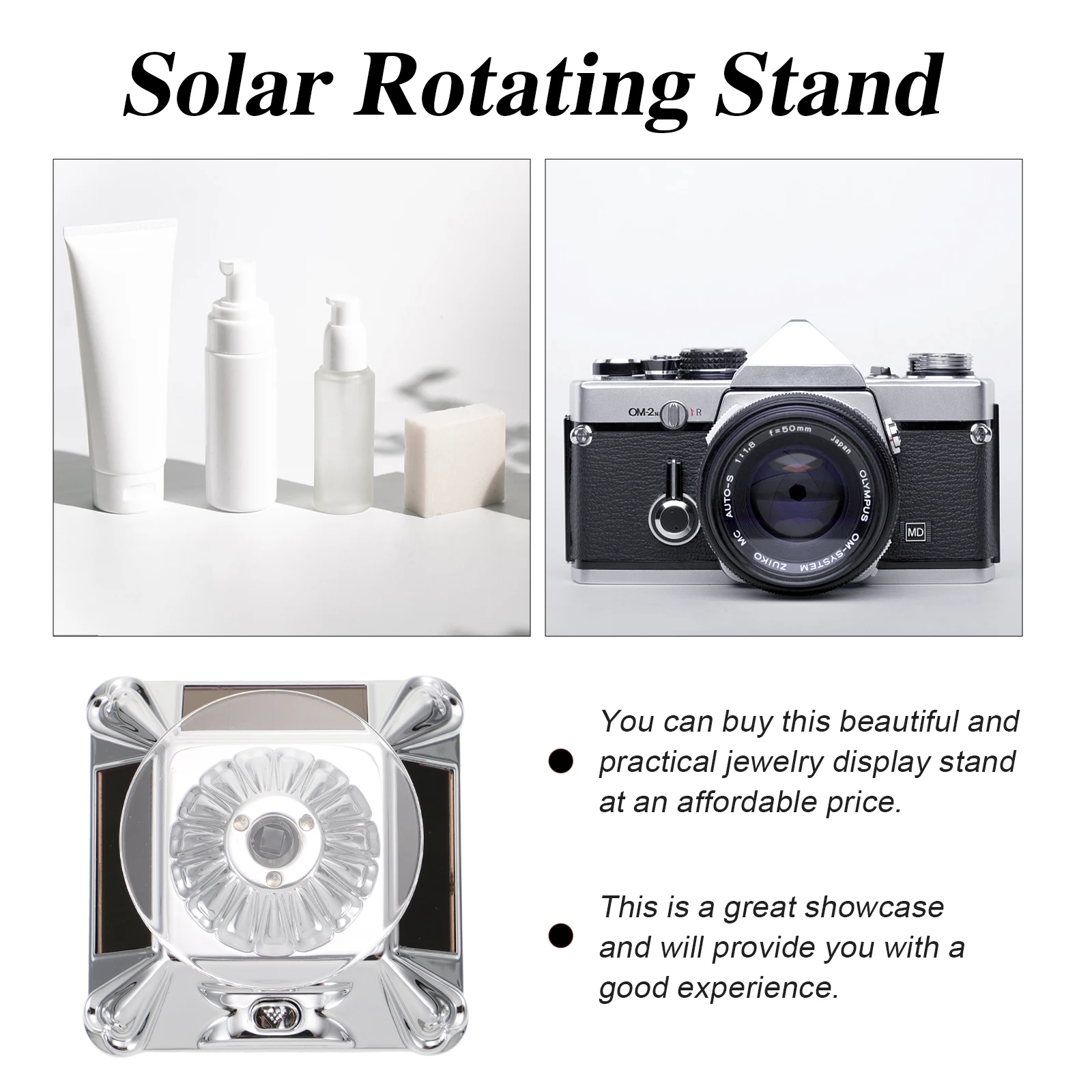 

Jewelry Display Stand Solar Rotating Turntable Accessories Show Case Plastic Watch Showcase