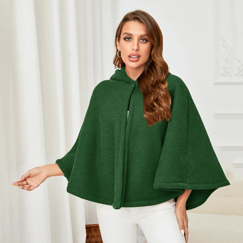

Fashion Simple Thick Poncho Lazy Hooded Cape Shawl Women Autumn Winter Wraps Pure Color Cloak