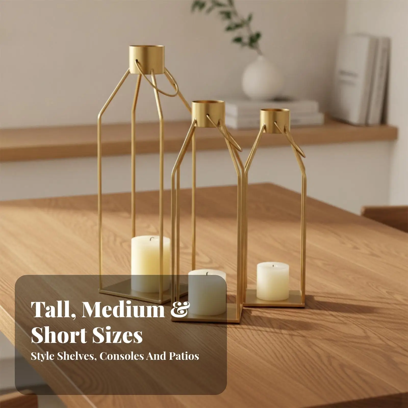 Portable Tinplate Candle Lantern with Round Top Handle for Garden Walkway and Porch Decor