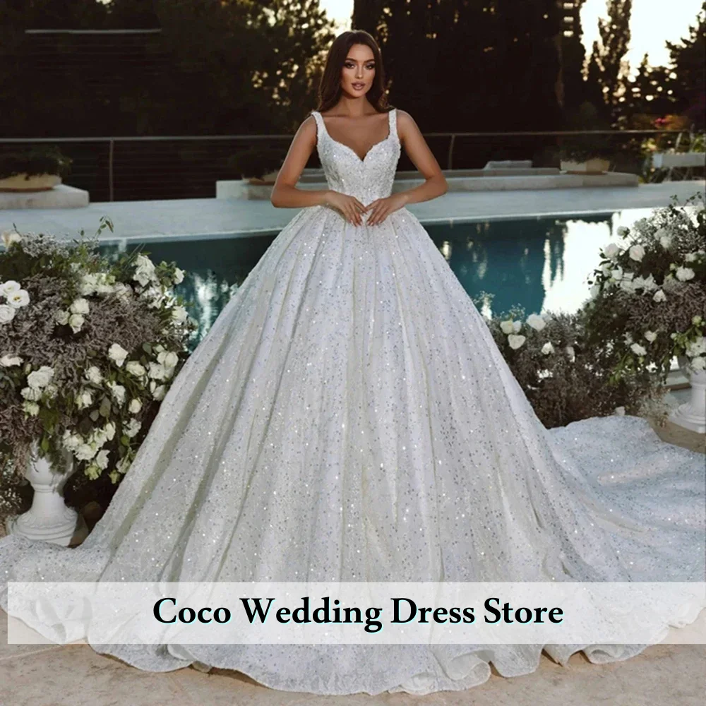 Customized  Delicate Ball Gown Wedding Dresses Sequins Beading Sweetheart Princess Bridal Gown Bride Dress Vestido De Novia