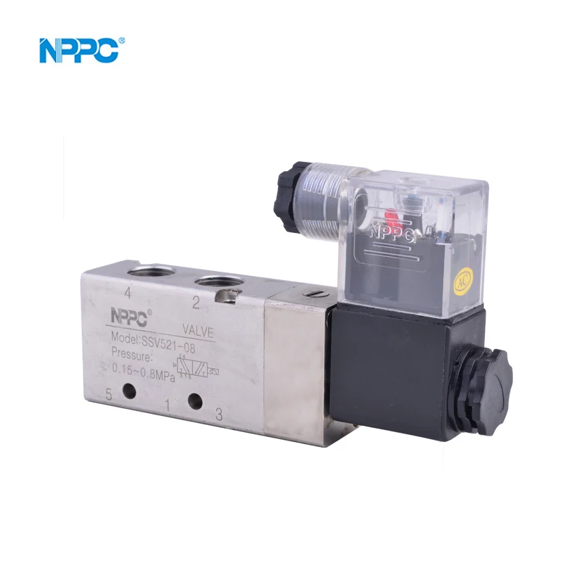 

SSV521-08 5/2 pipe mounting type solenoid valve stainless steel coil voltage DC24V AC24V AC220V single head G1/4 NPPC Brand