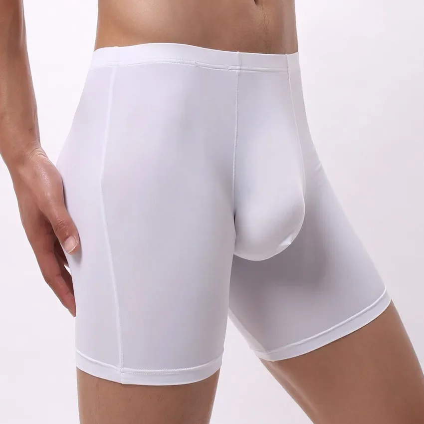 Long Men Boxer Underwear Men's Boxer Shorts Mens Ice Silk Long Leg Boxers Underpants Brand Quality Sexy Breathable Pouch Panties