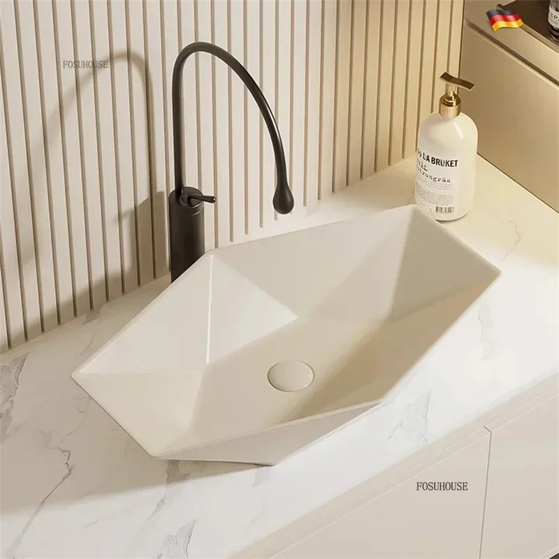 Nordic Creative Design Bathroom Sinks Light Luxury Ceramic Countertop Sink Household Balcony Hotel Wash Basin Home Furniture