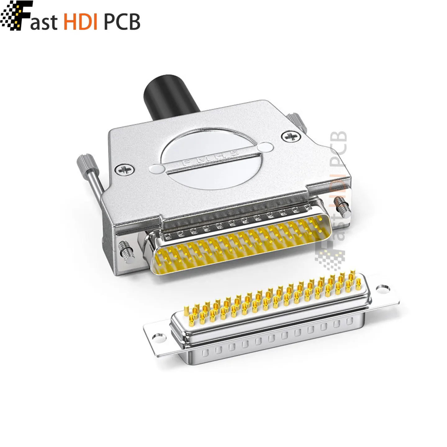 DB50 D-Sub Connector Male Female 50 Pin Solder Type Metal Shell ABS Shell Gold Plated Solid/Stamped Pin Servo Motor Industrial