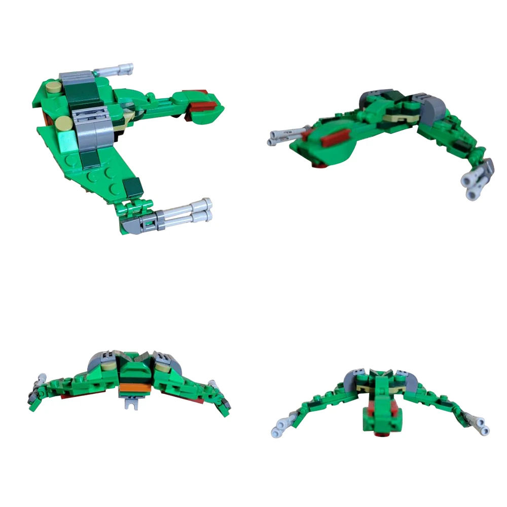 MOC-Mini Klingoned Bird of Prey Building Block Set, Space Treks, MOC interestelar, brinquedos de tijolo espacial, presente de aniversário para crianças