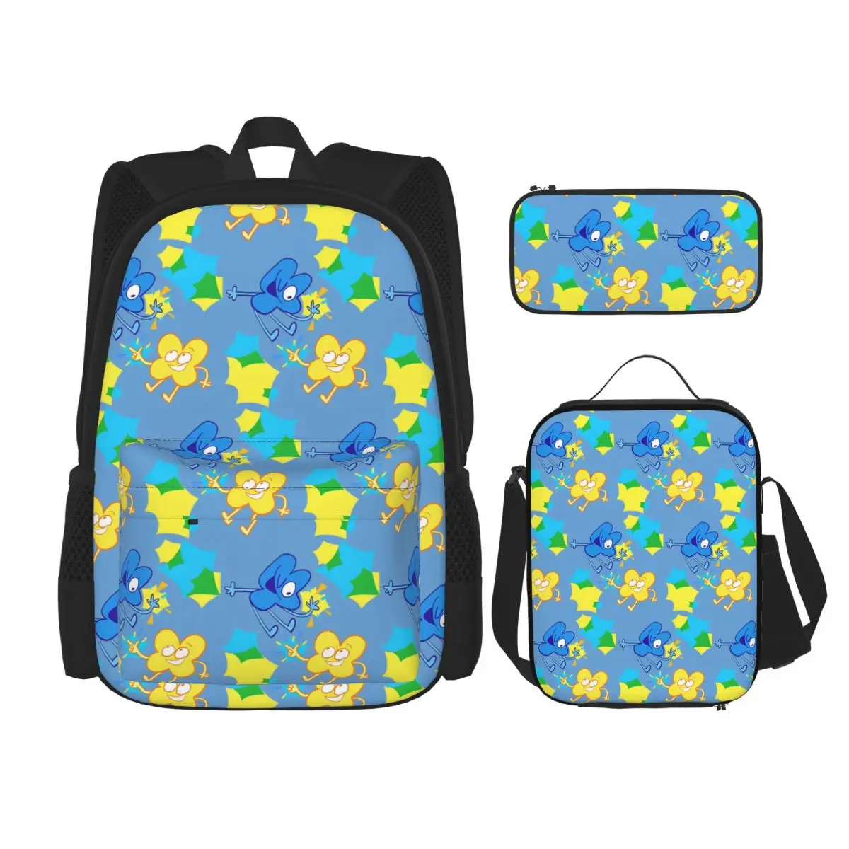 BFDI Inanimate Insanity Cartoon 3pecs/set Backpack Battle for Dream Island Laptop Computer Shoulder Bag Lunch bag Pencil Case