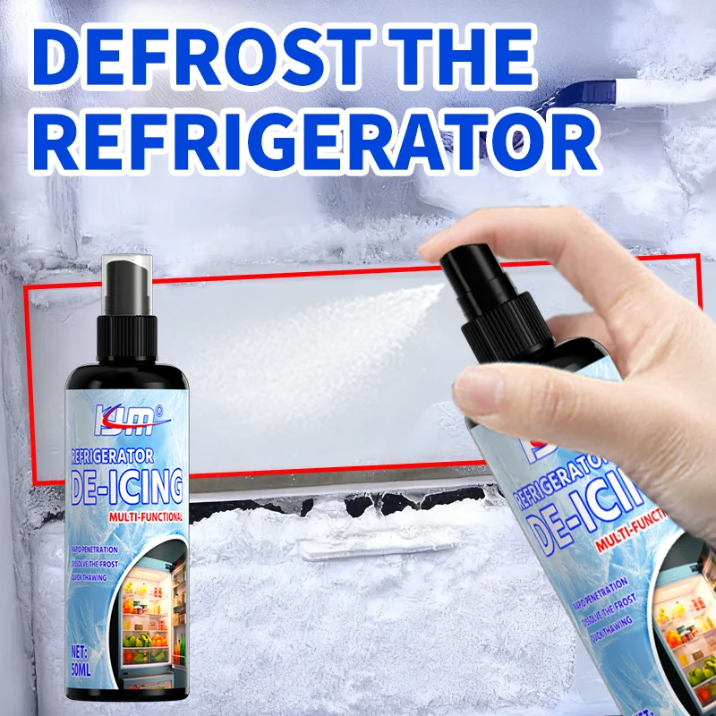KJM Fast-Acting Refrigerator Defrost Spray 50ml Ice Melt Remover Multi-Purpose for All Freezer Conditions Car Ice Removal