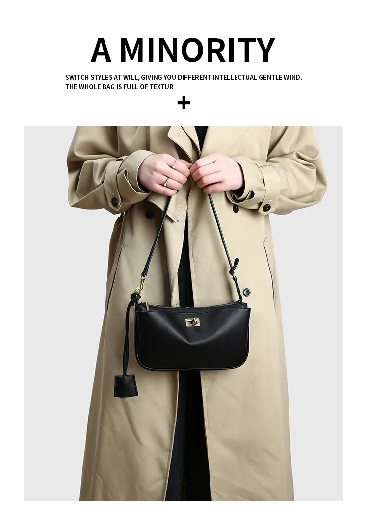 Luxuriöse Damen-Schultertasche aus Spaltleder - Klassische Paris Tote-Handtasche, Einfache Umhängetasche mit Metallschnalle – Detail 19