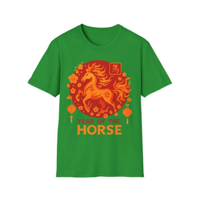 Chinese Zodiac Lunar New Year 2026 Unisex T-Shirt of The Fire Horse High Quality Crewneck Casual Cotton Tops Tee Shirt Short