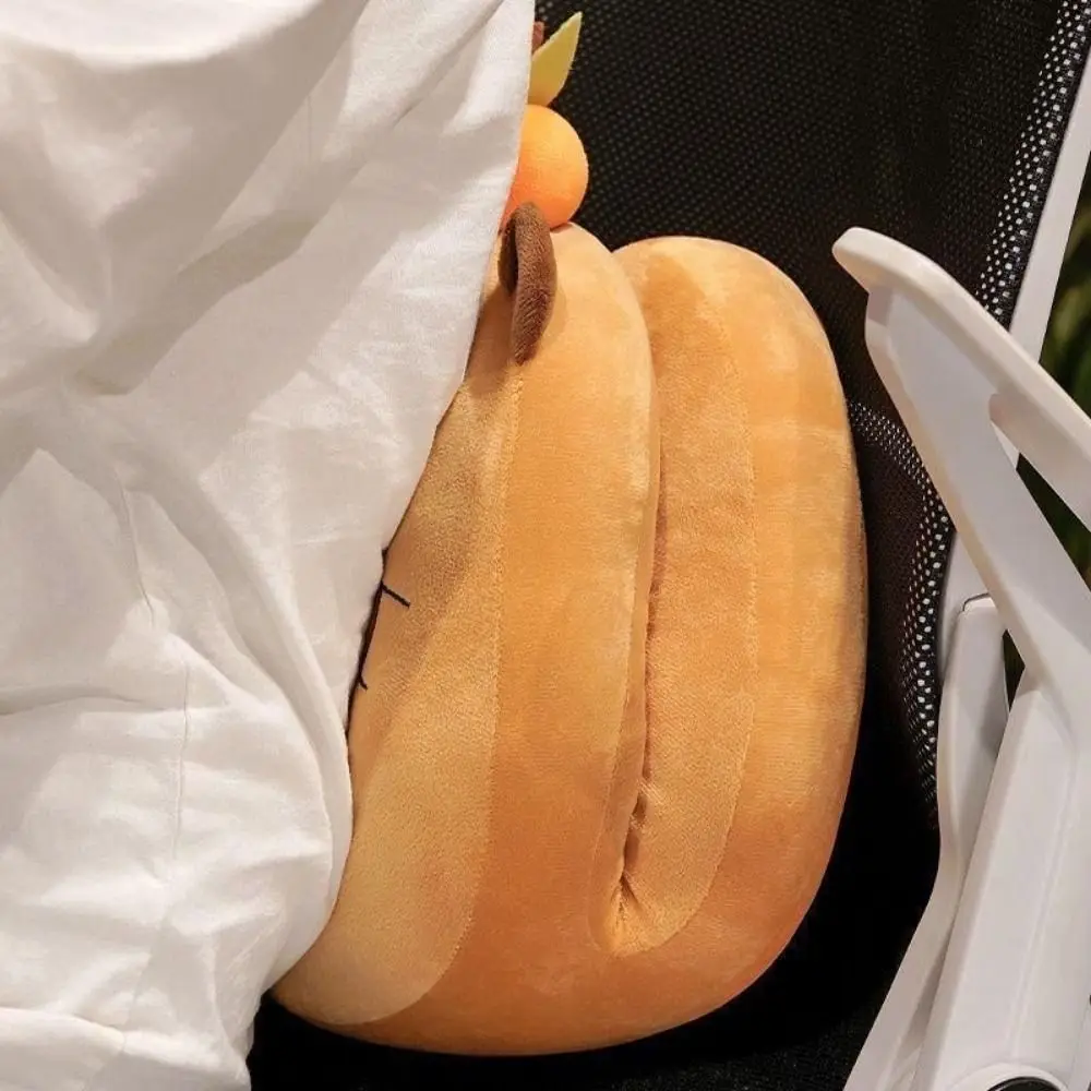 Oreiller de sieste de bureau Capybara Double face, Super doux, garde au chaud, chauffe-mains, peluche et soie glacée, oreiller de cou en peluche