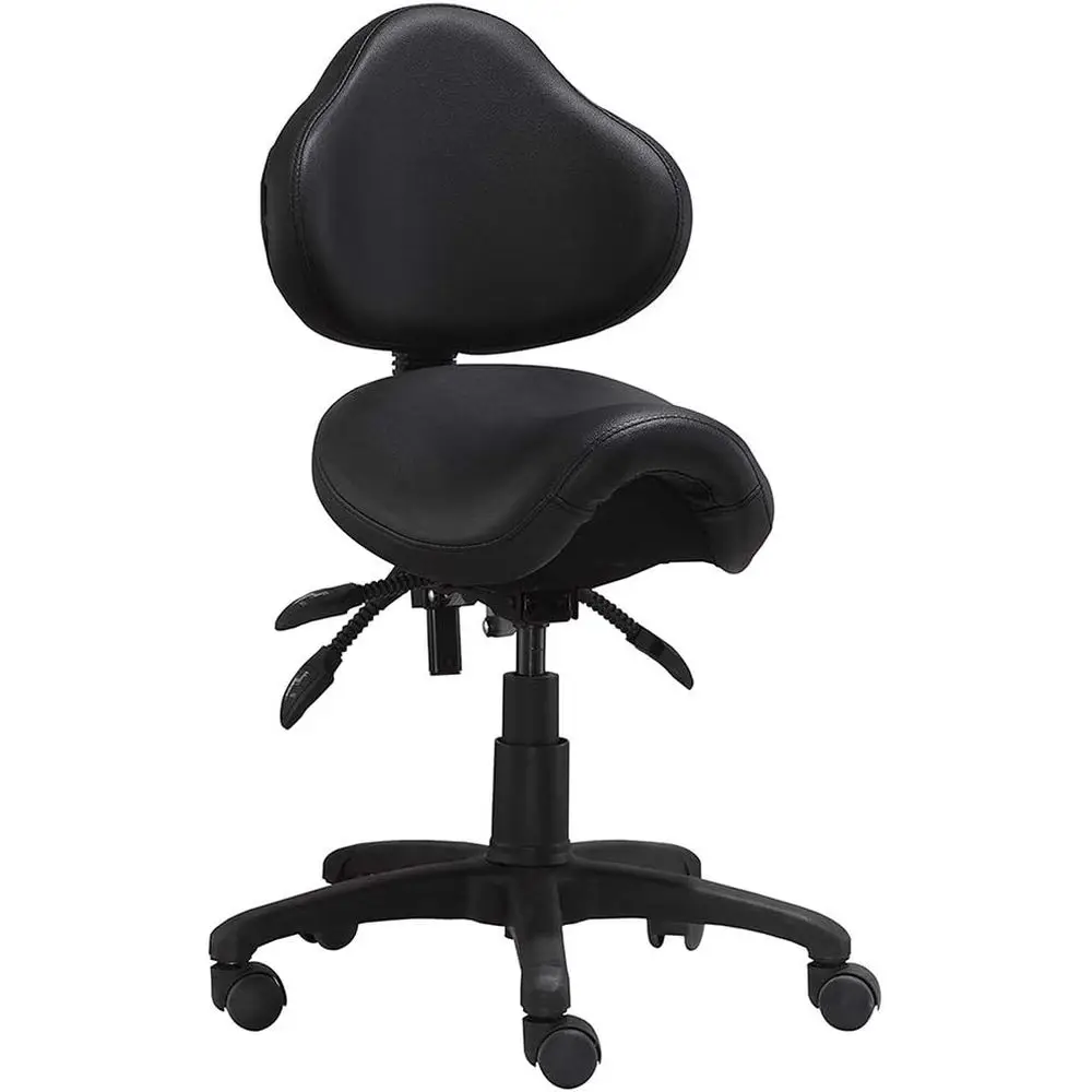 

Adjustable Rolling Stool with Back Support for Medical, Lab, and Therapy Settings