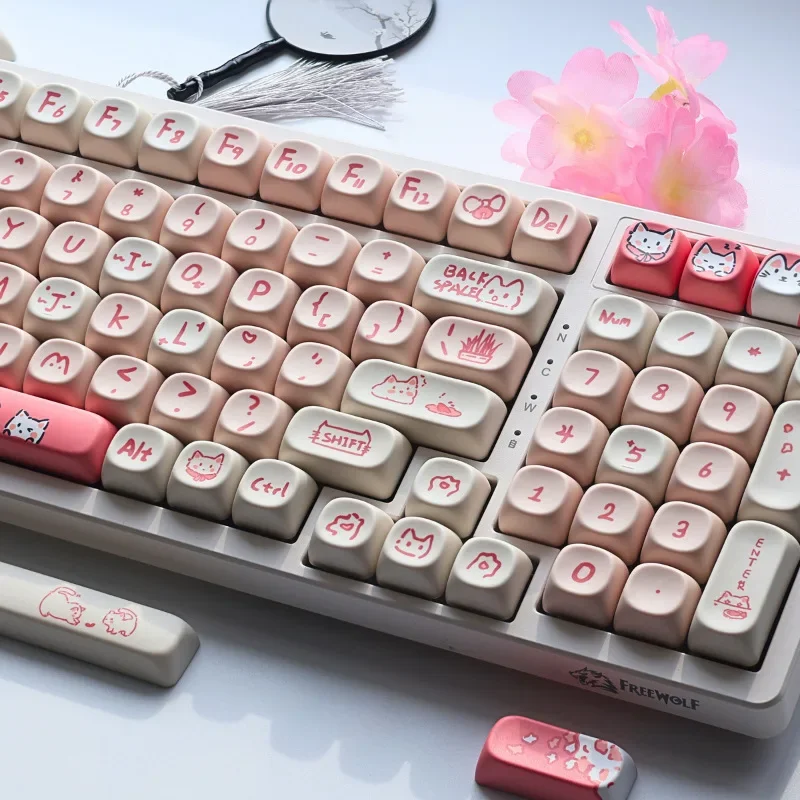 Mechanical keyboard keycap 138 key height MOA  cap cute two-dimensional DIY personalized  mechanical