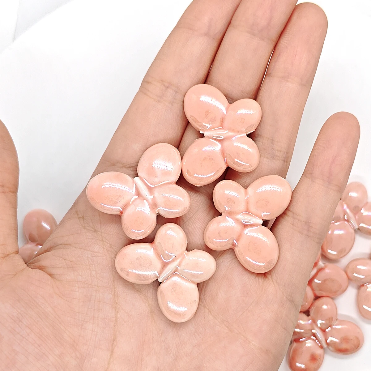 30mm 2/4pcs Pink Large Butterfly Ceramic Beads Enchanted Garden Charm for Boho Jewelry Necklace Bracelet Making Supplies Gift