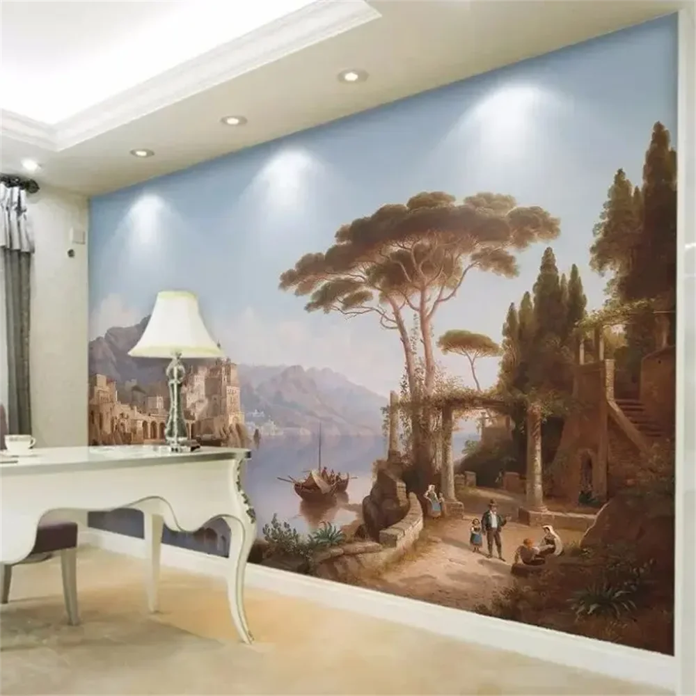 Custom wallpaper 3d French Forest Landscape murals Living Room Bedroom Retro Hand Painted Line Rainforest Jungle papel de parede