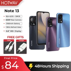 2024 HOTWAV Note 13 Mobile Phones Android 6.6'' HD+ 90Hz 50MP Camera 5160mAh Battery 8GB(4+4)+128GB Smartphones