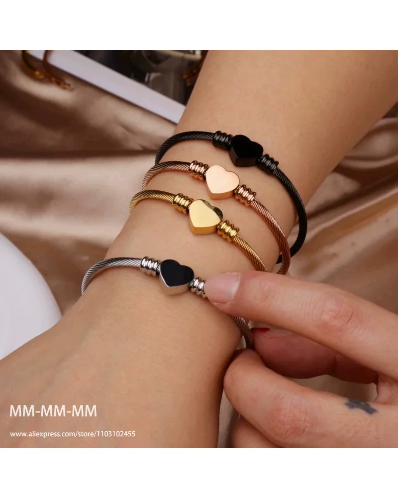 MM Lucky Heart-shaped Titanium Steel Bracelet for Elegant Women 2023 Fashion Exquisite Jewelry Gold Plated Bangle Waterproof