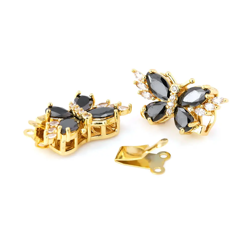 18K Gold Color Brass and Zircon Butterfly 1 Line and 2 Line Necklaces Connect Clasps Diy Jewelry Making Accessories Materials view 6