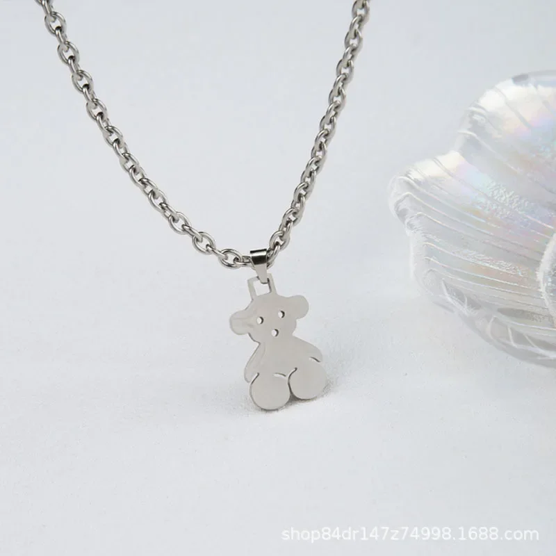 Otoño Invierno lujo oso suéter cadena collar Unisex colgante de acero inoxidable pareja collares diseño de moda sensación