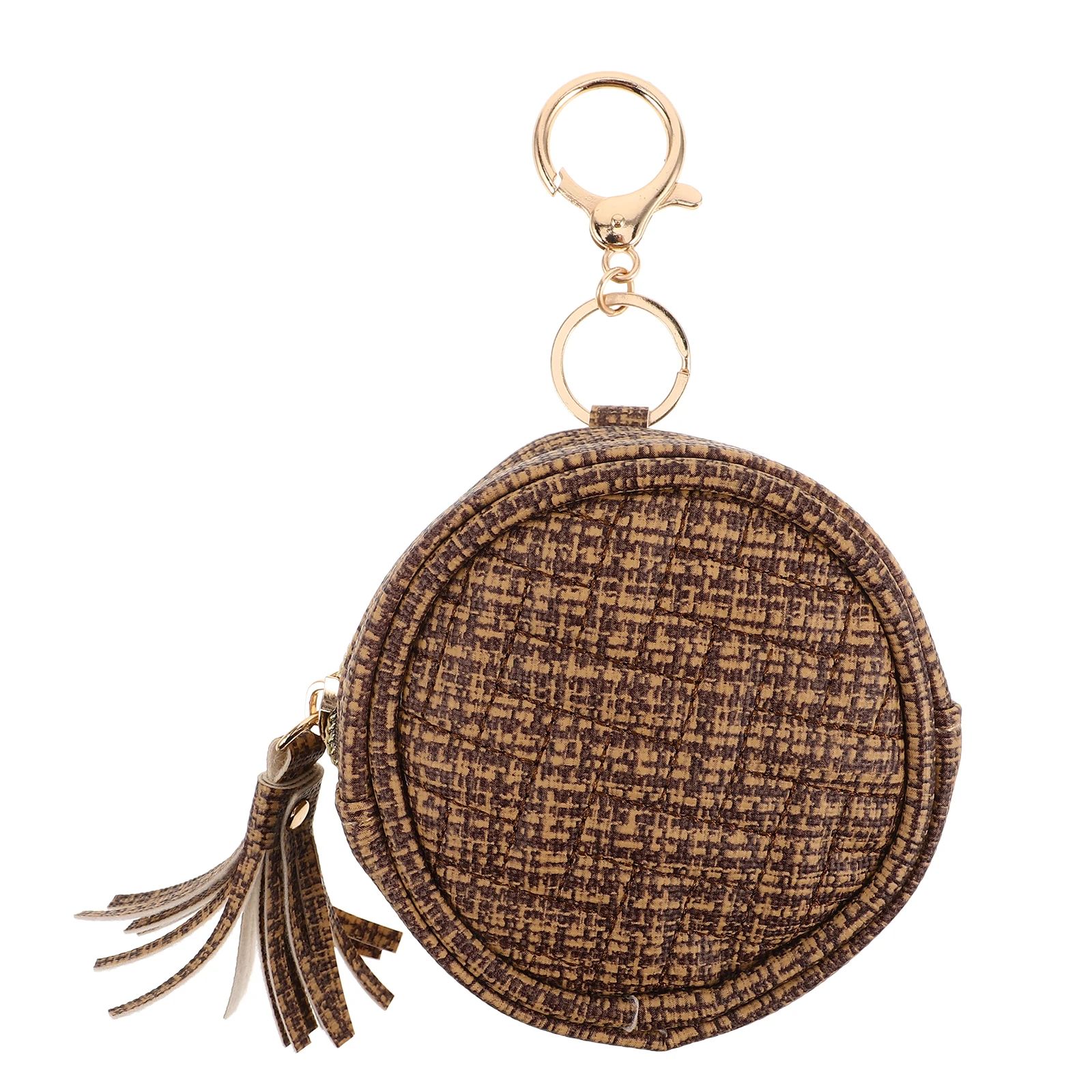 

Pu Pouch With Tassel Coin Storage Durable Lightweight Wrist Wallet For Travel Daily Use Keychain Organizer Key Ring Clip