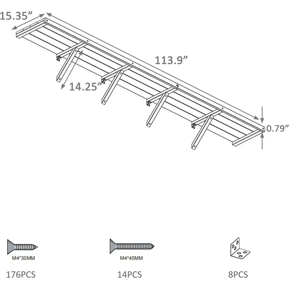 114-inch Wooden Storage Shelf Kit for Multiple Greenhouses, Horticulture Workstations, and Workbench Systems in Light Mocha Brow
