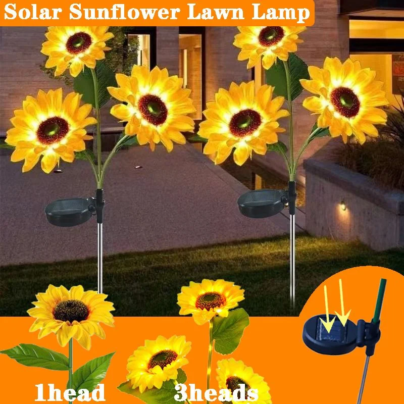 

1/3 Head Solar Outdoor Garden Yard Lawn Light Fairy Lights LED Sunflower Lawn Lights Landscape Garden Home Wedding Decoration