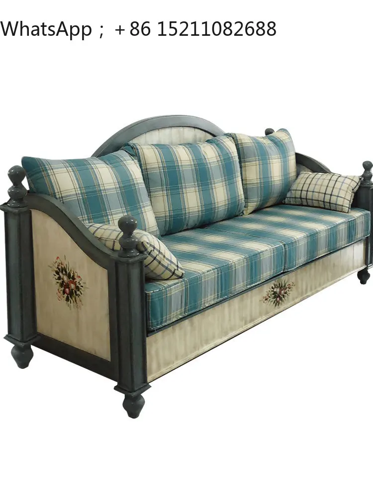 SCY solid wood sofa combination set simple disassembly and washing dual-purpose small apartment living room fabric sofa