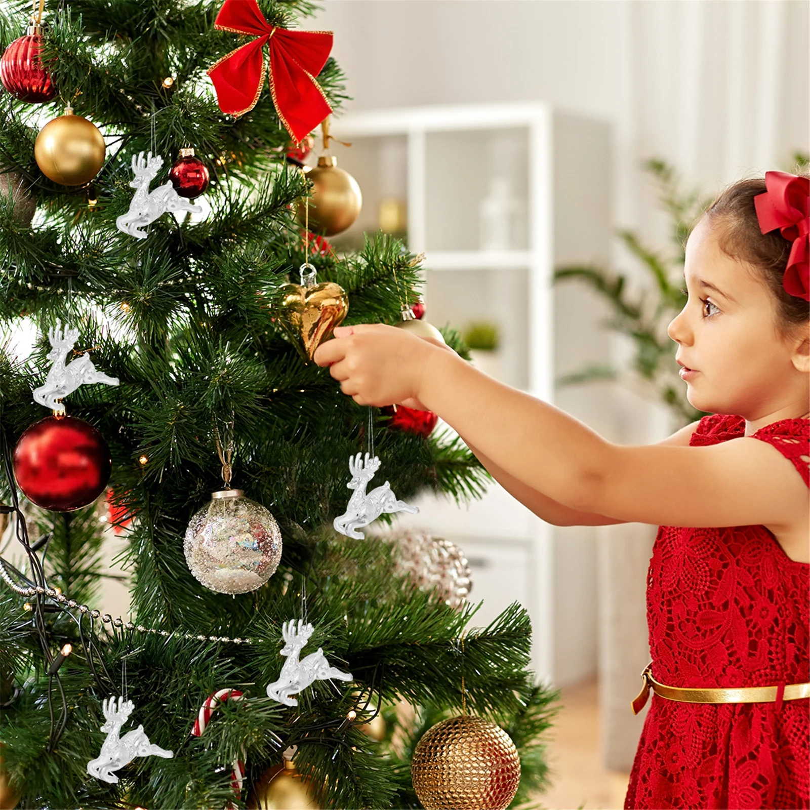 

12Pcs Christmas Tree Topper Shiny Oniom Powder Decor for Holiday Party Home Xmas Treetop Adornment