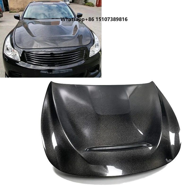 For G37 Coupe 2-Door 2008-2013 High Quality Real Carbon Fiber Engine Hood V36 Carbon Fiber Bonnet Cover Car Body Kit