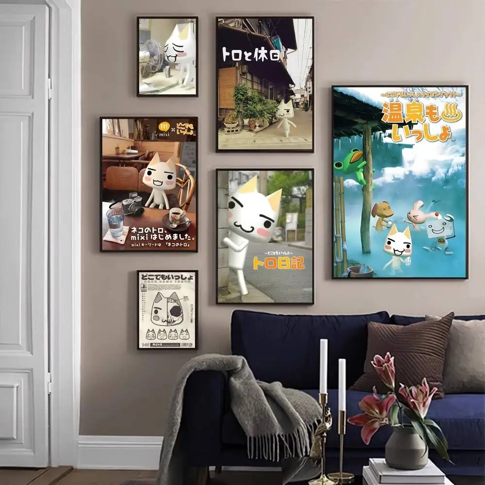 Inoue Toro CUTE Cat الساخن الكلاسيكية خمر الملصقات الديكور اللوحة جدار الفن الأبيض كرافت ورقة Kawaii غرفة ديكور #2