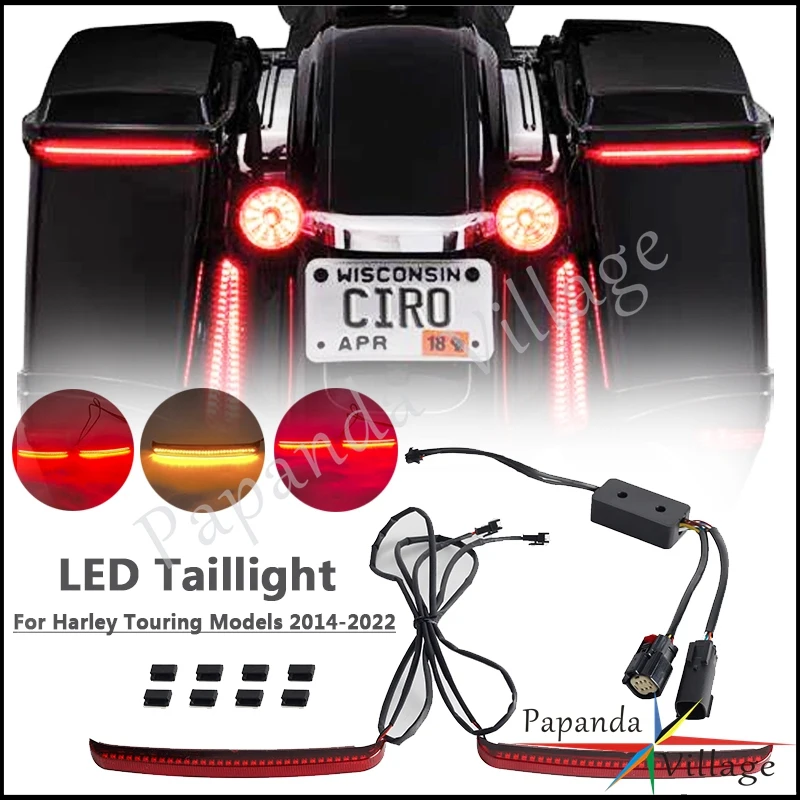 

Motorcycle LED Rear Saddlebag Lights Run Brake Turn Signals Lamps For Harley Touring Road King CVO Electra Glide FLH/FLT 2014-up