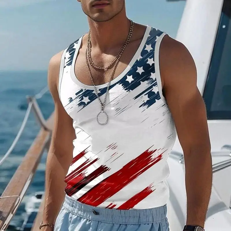 Summer America Flag 3D Print Tank Tops Men Women Casual Oversized Fitness Gym Vest Harajuku Sleeveless T Shirt Top Men Clothing