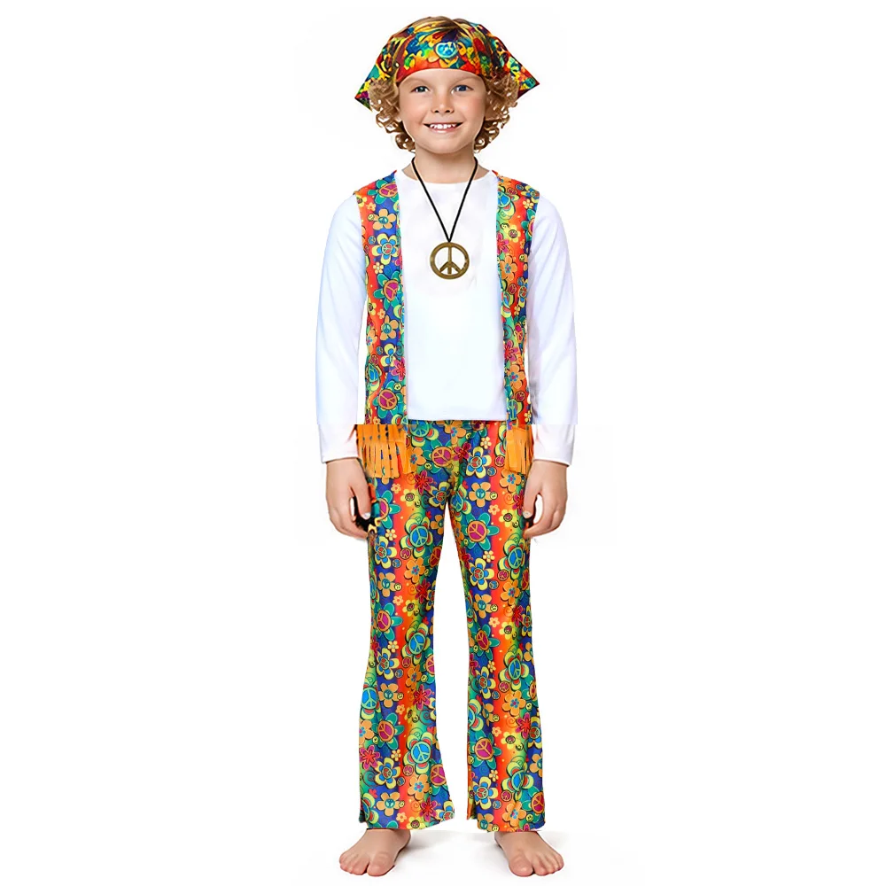Fiesta de Halloween infantil, baile caliente, discoteca, cantante de hip-hop, disfraz de actuación hippie, juego de rol