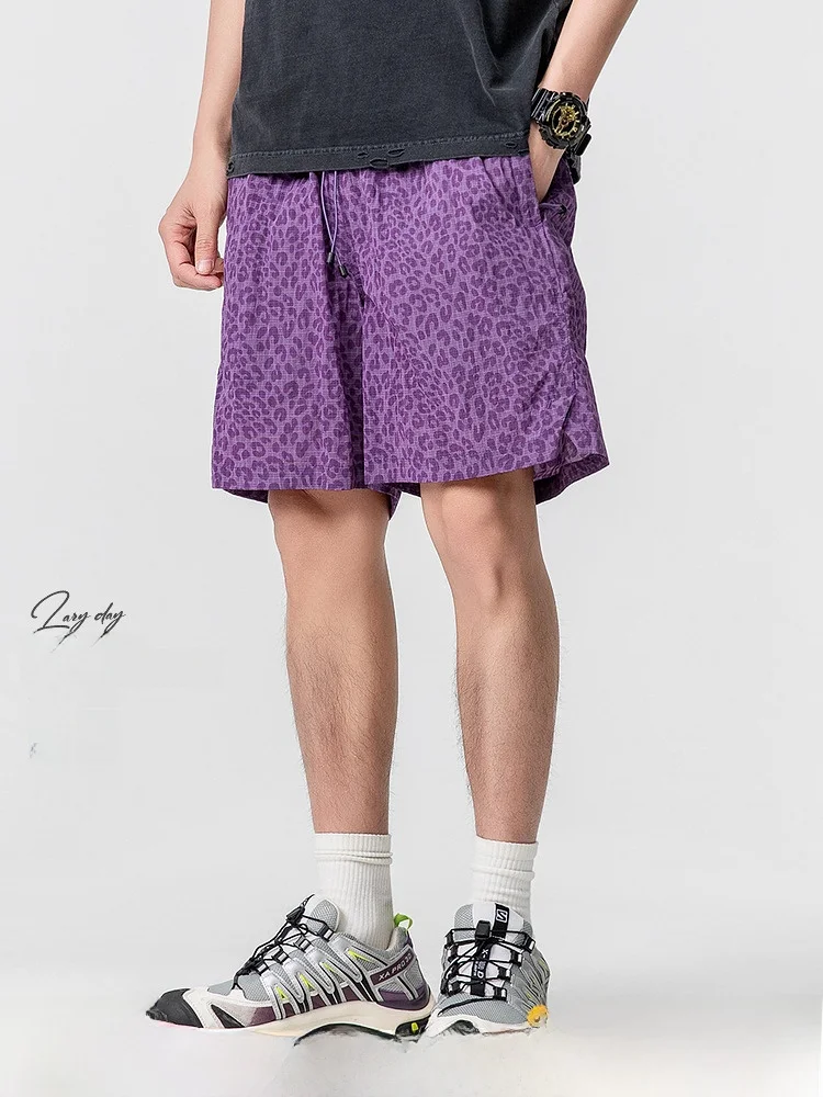 

LAZY DAY Original Men's Casual Camouflage Leopard Print High Street Design orts Five-Point Pants Summer Loose Fit Straight Leg