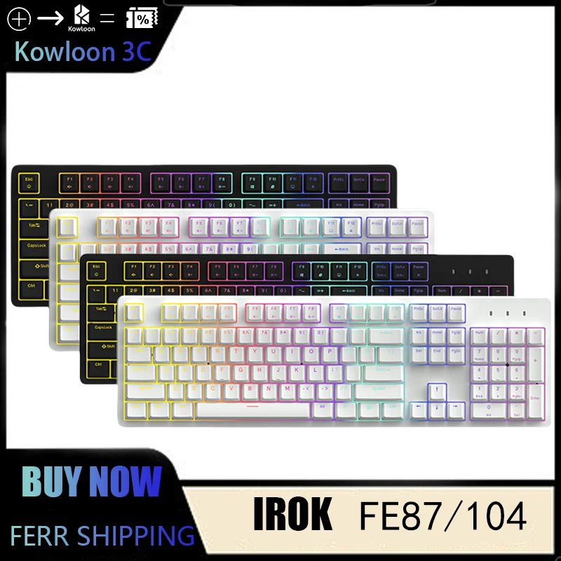 IROK FE87/104 Mechanical Keyboard Tri-mode Wireless Bluetooth 2.4G Tea Red Green Switch Hot Swap Wired Customized Illumination