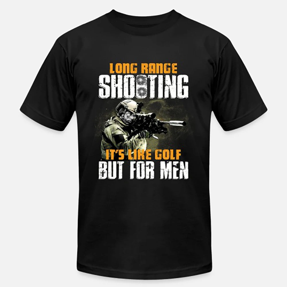 Long Range Shooting It's Like Golf Funny Gamer Military Sniper T-Shirt 100% Cotton O-Neck Short Sleeve Casual Mens T-shirt