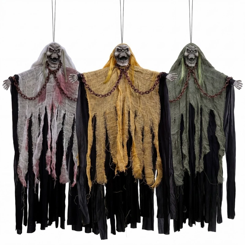 Eerie Voice Controlled Flying Skeletons Halloween Decoration With Chains