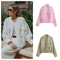 PB&ZA 2024 Spring New Women's Fashion temperament casual versatile imitation linen short jacket jacket jacket