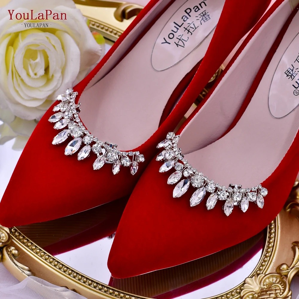 TOPQUEEN HX39 2pcs Rhinestone Shoe Clips Removable Woman Shoes Clip High Heels Shoe Buckle Wedding Bridal Decoration Accessories