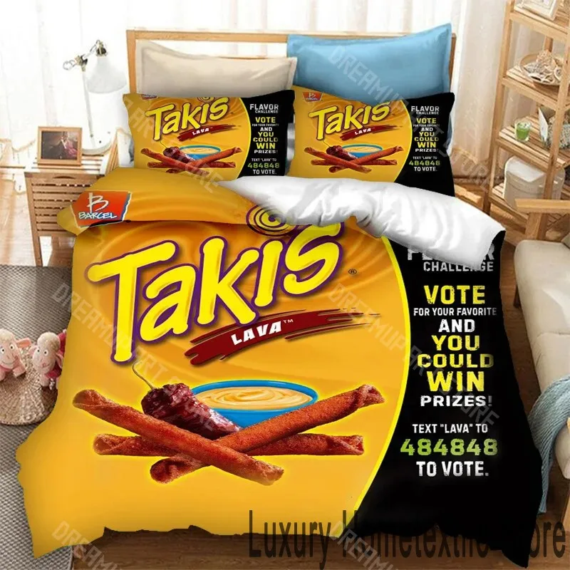 3D Printed Snacks Takis Bedding Set for Boys Girls Duvet Cover And Pillowcase Included Twin Queen King Full Single Double Sizes