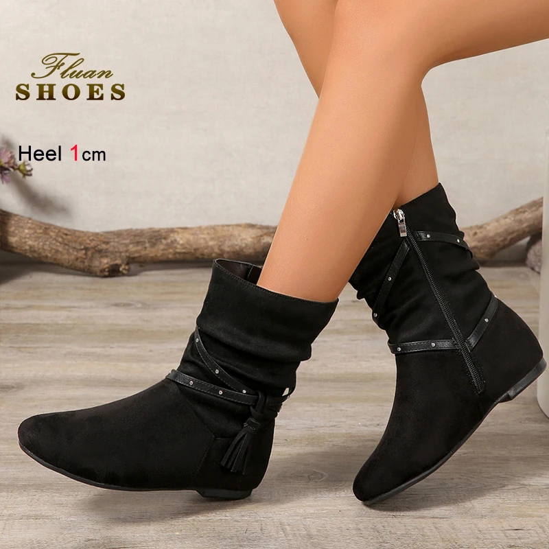 

Модные короткие ботинки с кисточками 2026 года: Новые осенне-зимние женские ботинки на плоской подошве, удобные, с мягкой подошвой, повседневные, коричневые, женские ботильоны