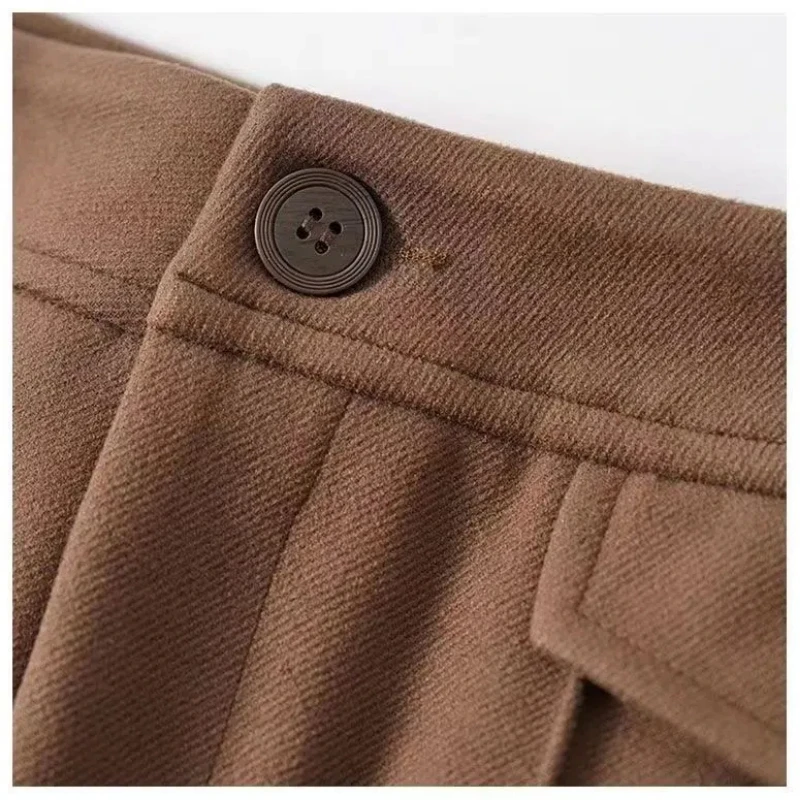 Spring Autumn New Fashion High Waist Solid Pocket Women\'s Clothing Loose All-match Korean Simplicity Trend Button Straight Pants