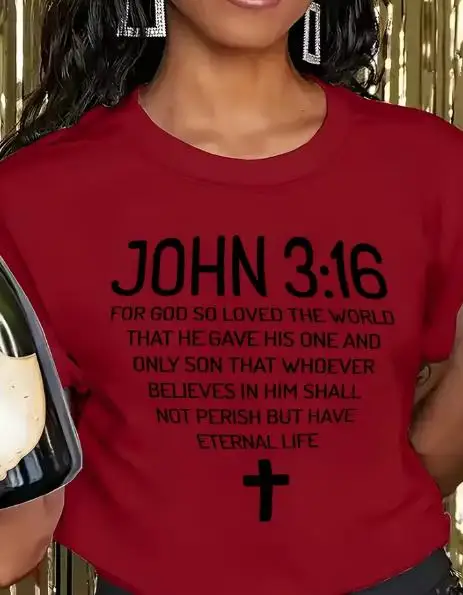 John 3 16 Bible Verse T Shirt Women Christian Faith Cross Graphic Tee Bundle Set Church Clothes Top
