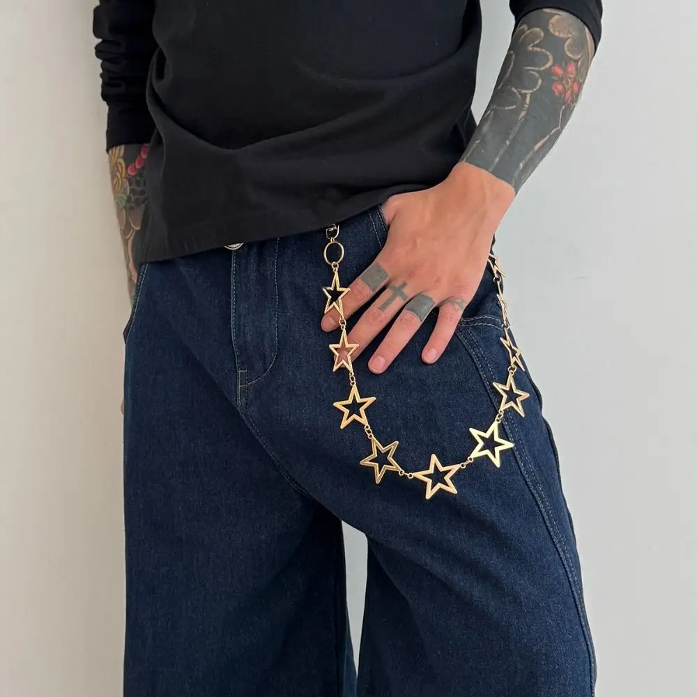 Five-Pointed Star Pants Chain Hollow Out Geometric Metal Waist Chain Zinc Alloy Harajuku Style Jeans Chain Jeans Accessories